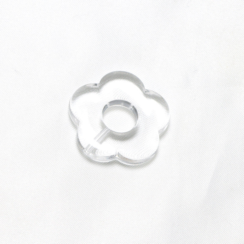 Acrylic Flower Spacer Beads 26mm Hollow Five Petal Large Hole 100pcs 18