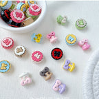 Bell and Bow Metal Beads 13mm Baking Painted Colorful 10pcs