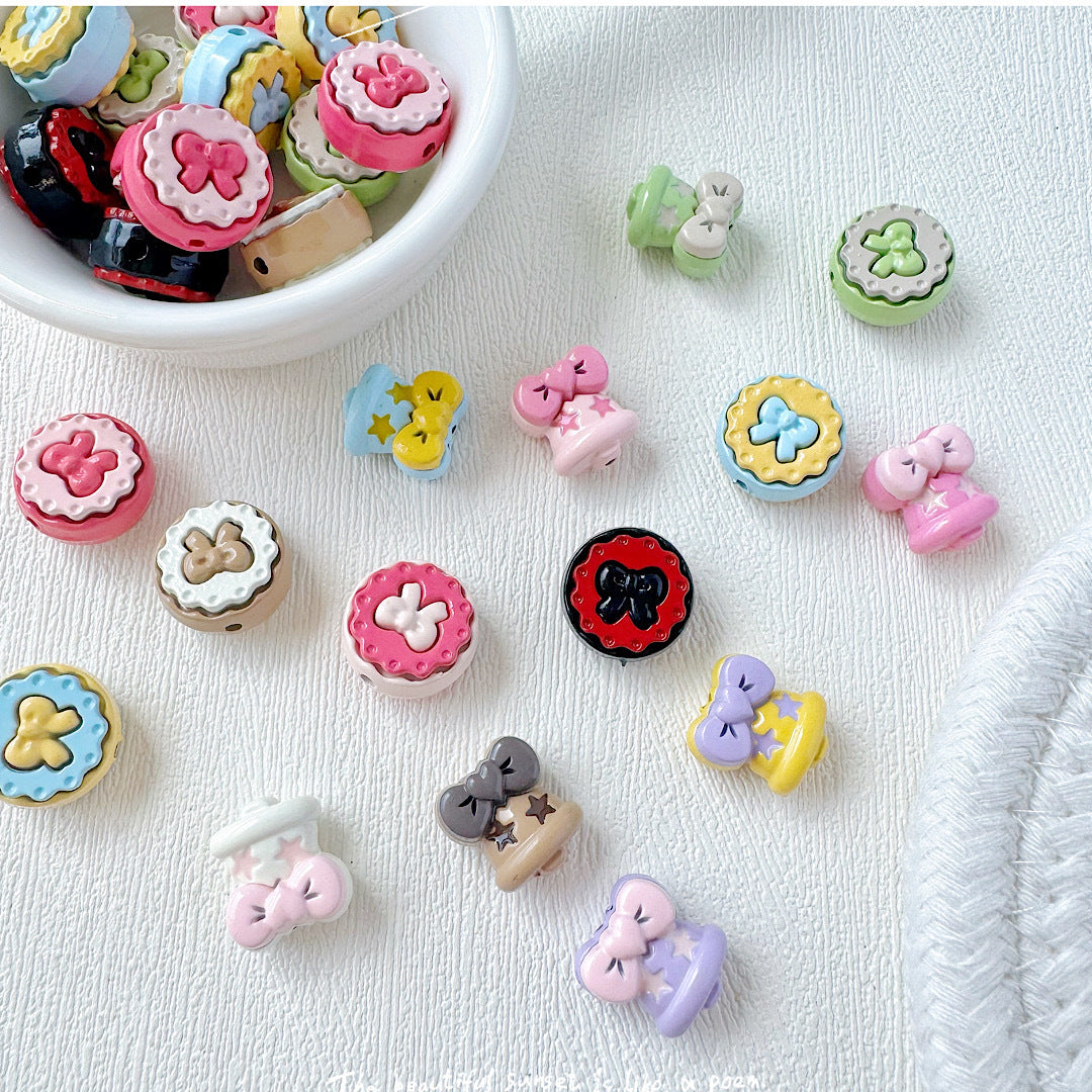 Bell and Bow Metal Beads 13mm Baking Painted Colorful 10pcs
