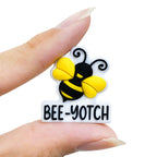 Silicone Focal Beads Bee BEE-YOTCH Script Bold Yellow Black 20pcs 5