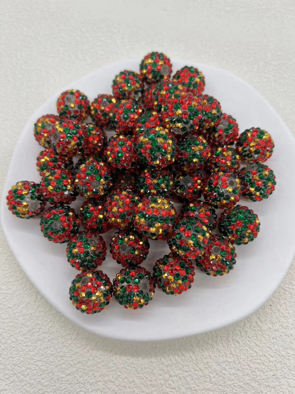 Rhinestone Bubblegum Beads 20mm Color-Mixing Resin Sparkle 50pcs 8