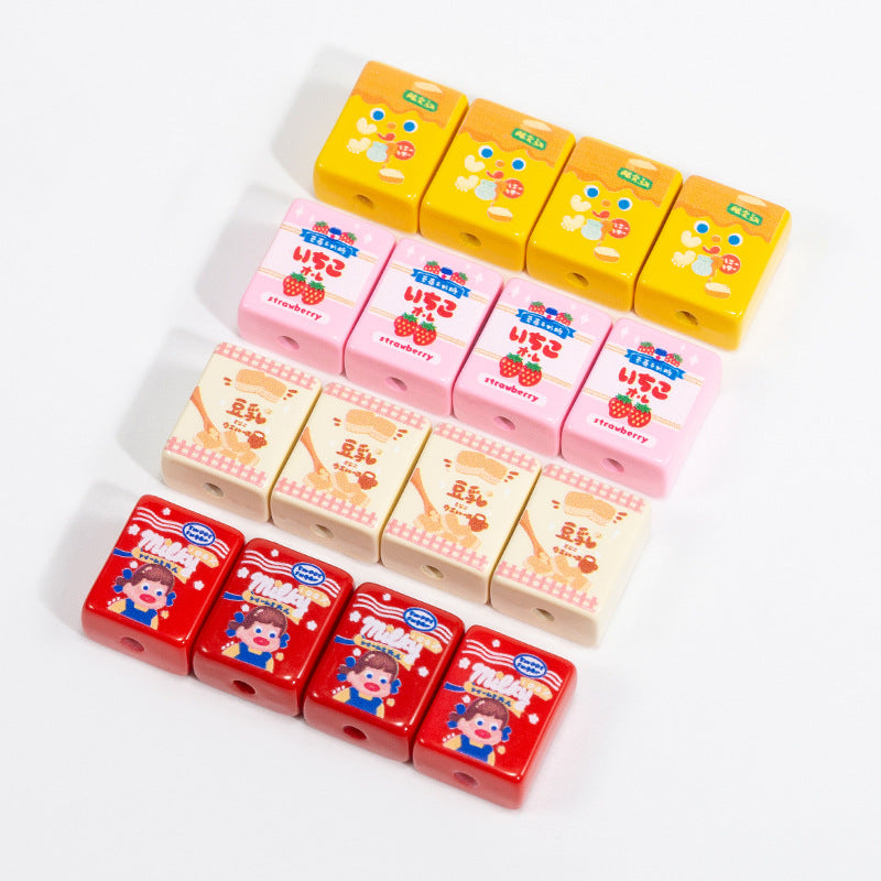 Painted Square Acrylic Beads 20mm Cartoon Snack Box 10pcs