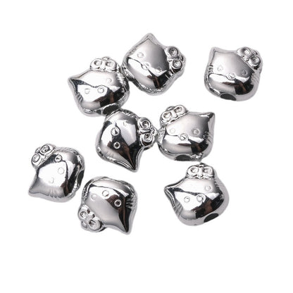 Silver Plating Hello Kitty Acrylic Beads 11mm Tiny 100pcs 4