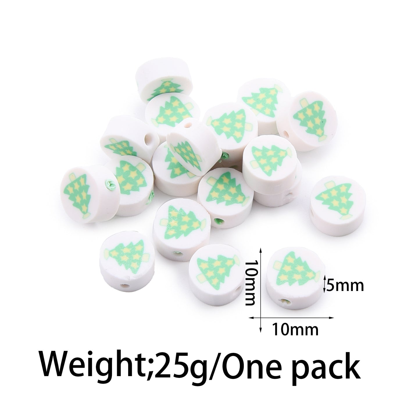 Flat Clay Beads Fruit and Christmas Tree Pattern Polymer 50pcs 11