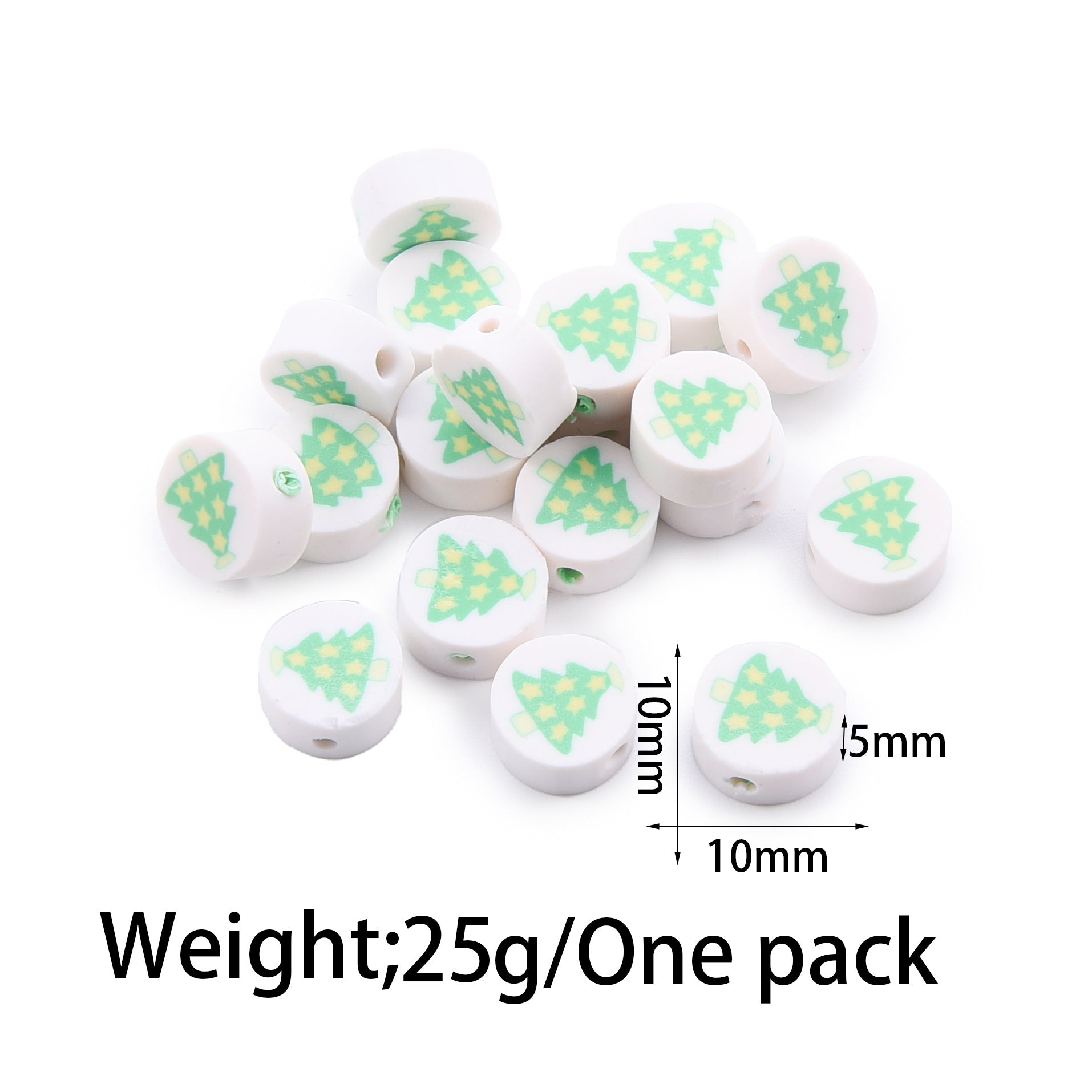 Flat Clay Beads Fruit and Christmas Tree Pattern Polymer 50pcs 11