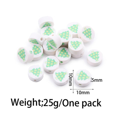 Flat Clay Beads Fruit and Christmas Tree Pattern Polymer 50pcs 11