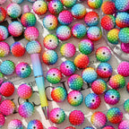 Gradient Bubblegum Beads 20mm Chunky Textured Sparkling Rainbow 10pcs 2