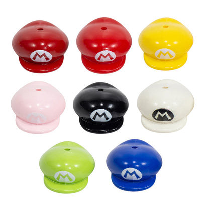 Painted Mario Hat Acrylic Beads 26mm Colorful 10pcs