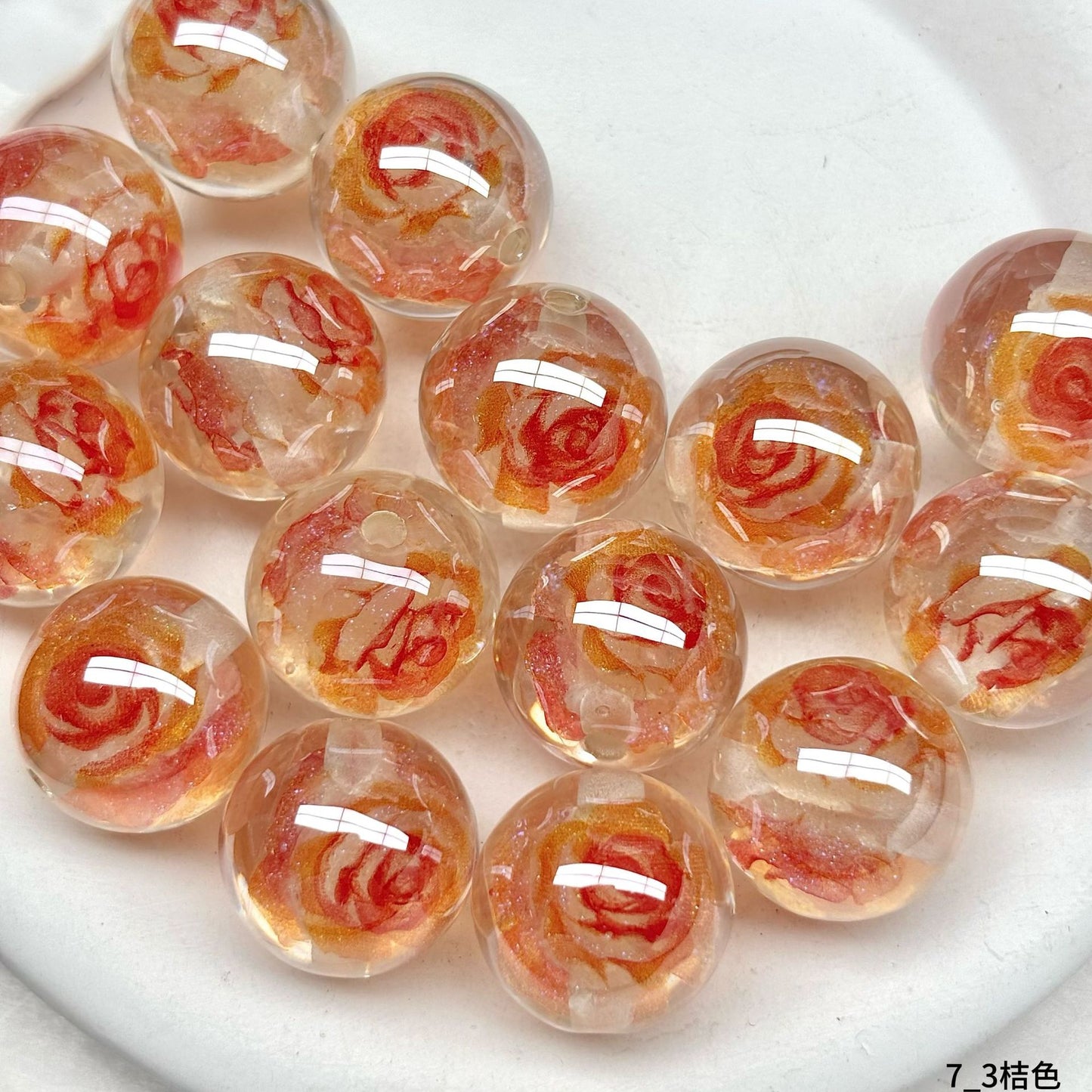 Luminous Rose Resin Beads 16mm Round Multicolor 10pcs 12