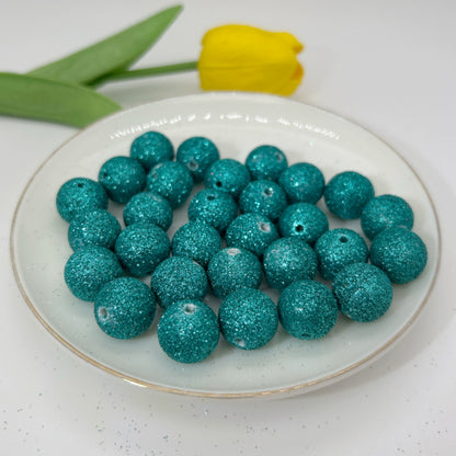 Glitter Round Acrylic Beads 16mm Colorful Powder Wrapped 50pcs 13