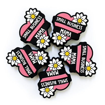 Silicone Focal Beads Small Business Mama White Daisy Text 20pcs 2