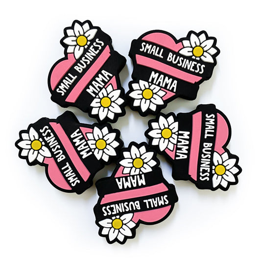 Silicone Focal Beads Small Business Mama White Daisy Text 20pcs 2