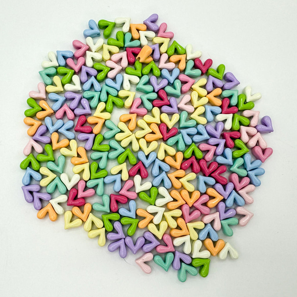 Painted V-Shaped Heart Acrylic Beads 6.7x8mm Glossy Mixed Colors 10pcs 4