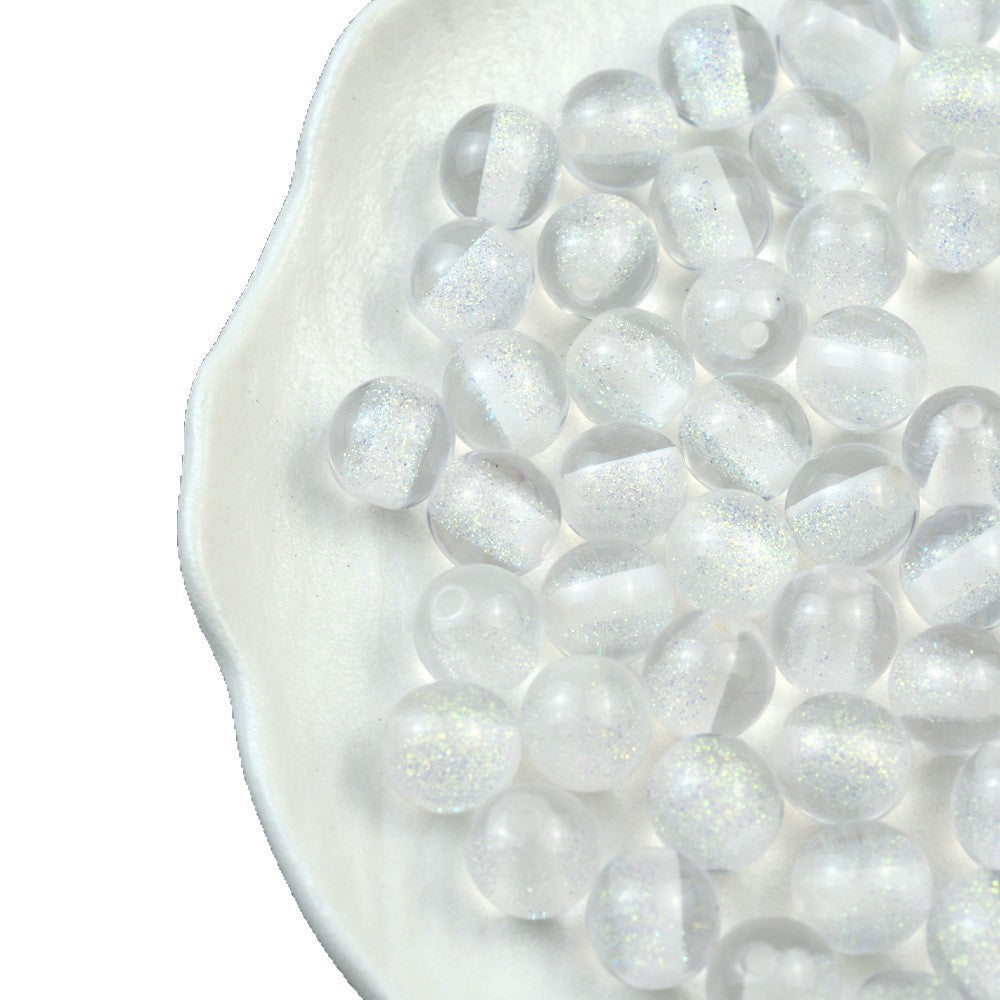 Dyed Core Glitter Resin Round Beads 8-16mm Mixed Colors 10pcs 5