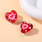 Hand Painted Heart Glass Beads 20mm Red Enamel 2pcs 10