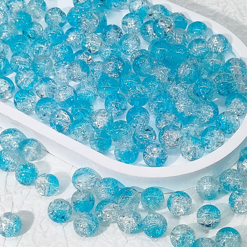 Crackle Glass Beads Round 10mm Transparent Mixed Colors 50pcs 38