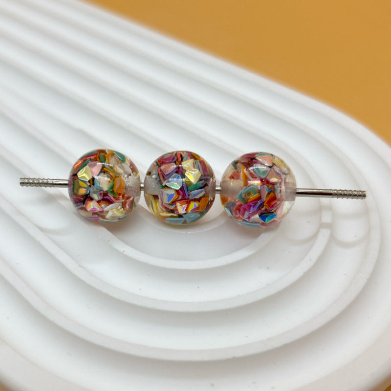 Glitter Resin Beads 16mm Round Glossy Multicolor Sparkle 30pcs 14