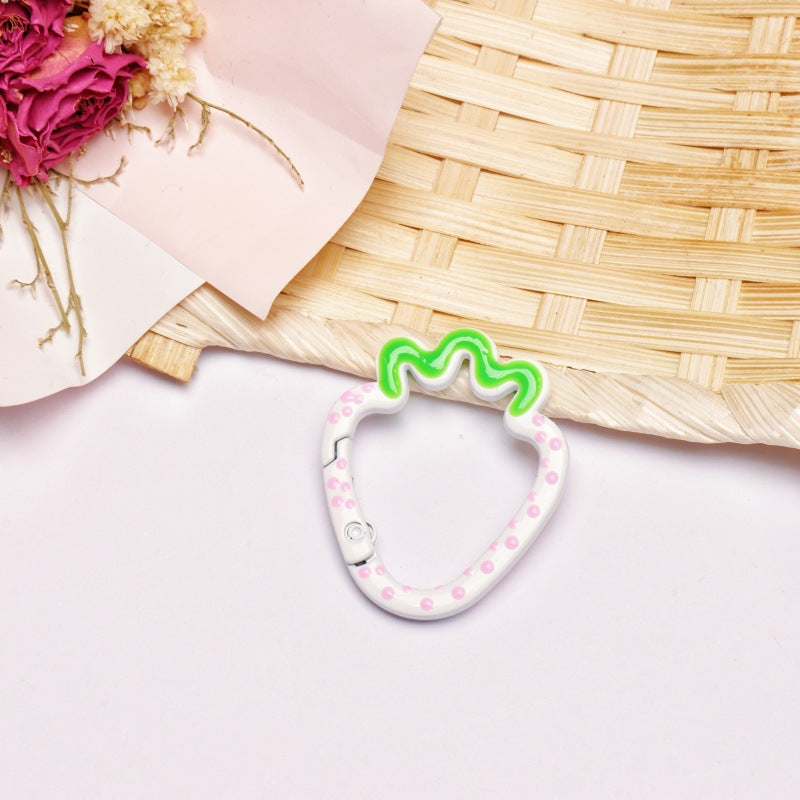 Alloy 37mm Strawberry Shaped Trigger Spring Keyrings 4pcs 9