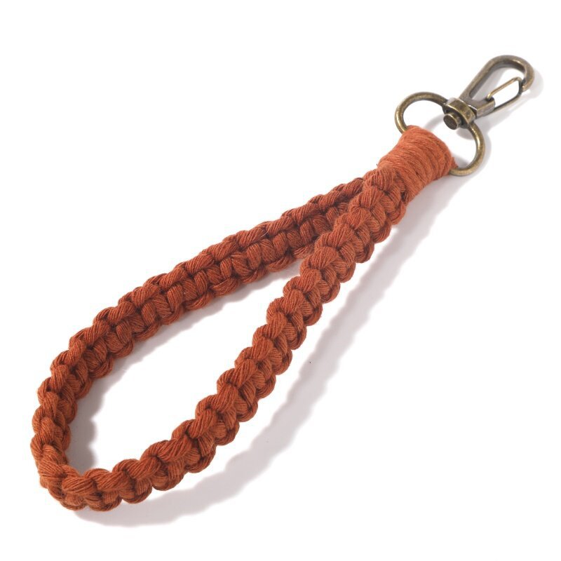 Woven Cotton Rope Wristlet Keychain Pastel Autumn Colors 6