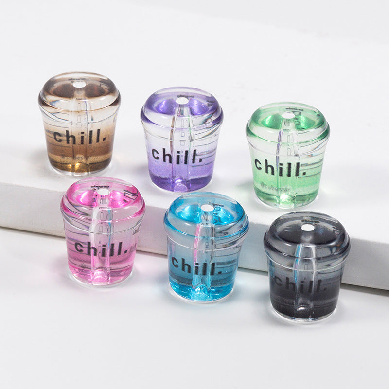 3D Bubble Tea Acrylic Beads 21mm Transparent Colorful 10pcs 3