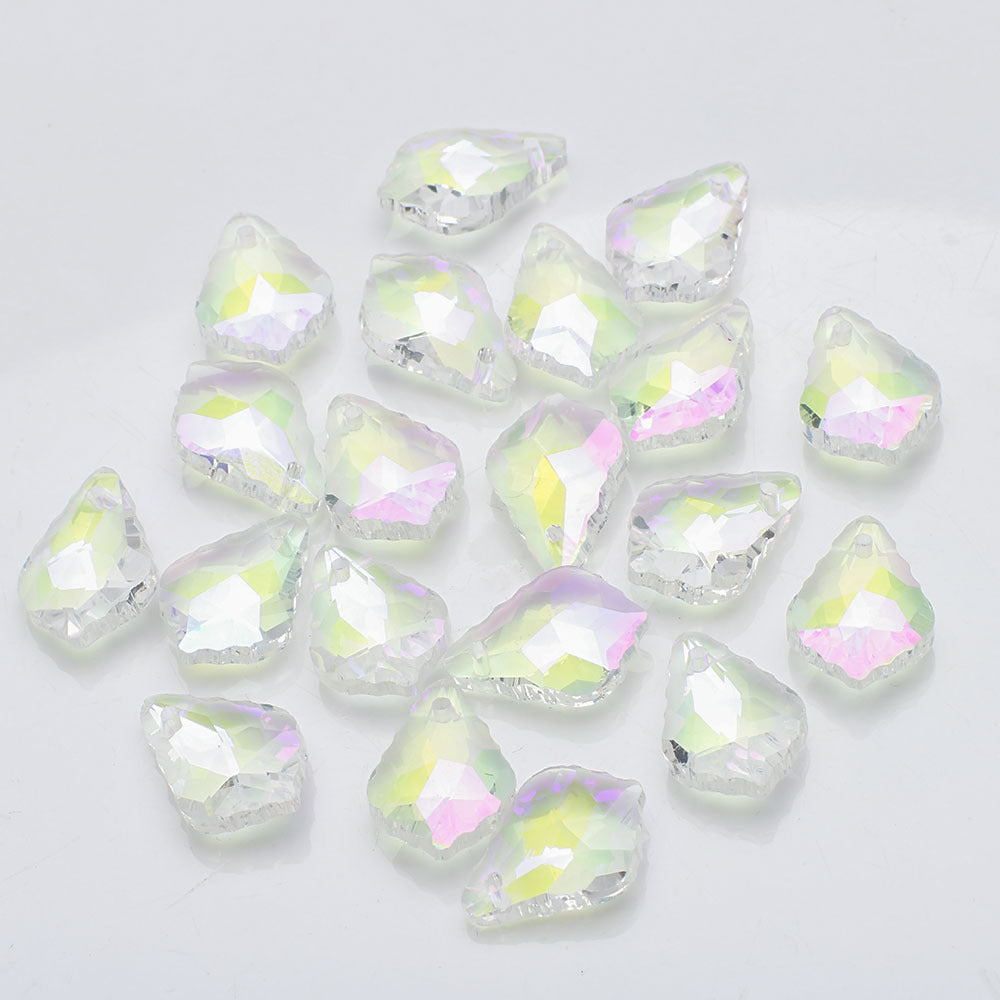 Electroplated Maple Leaf Glass Beads 11x16mm Double-Sided Single Hole 30pcs 35