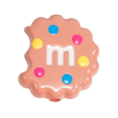 Hand Painted Bitten Cookie Acrylic Beads 22mm Enamel Glossy 10pcs 22