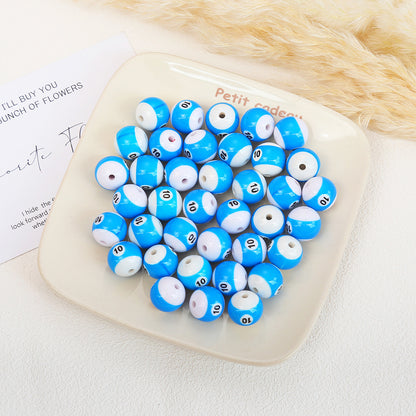 Painted Billiards Acrylic Beads 16mm Creative Colorful 100pcs 15