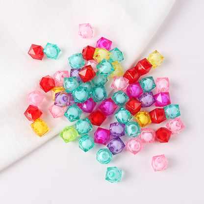 Faceted Acrylic Sago Beads 8-10mm Glossy Translucent 100pcs 15