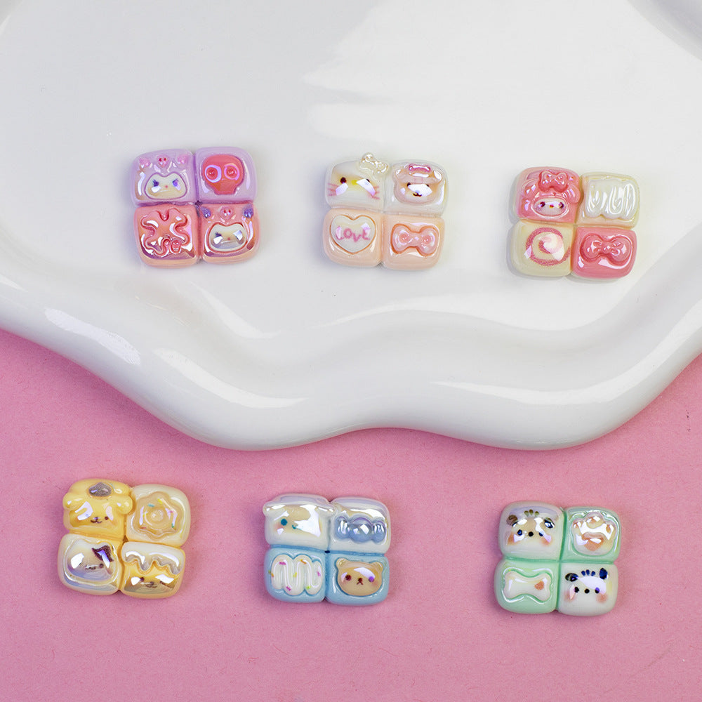 Sanrio Series 4-Roll Bread Resin Beads Glossy Pastel 20pcs