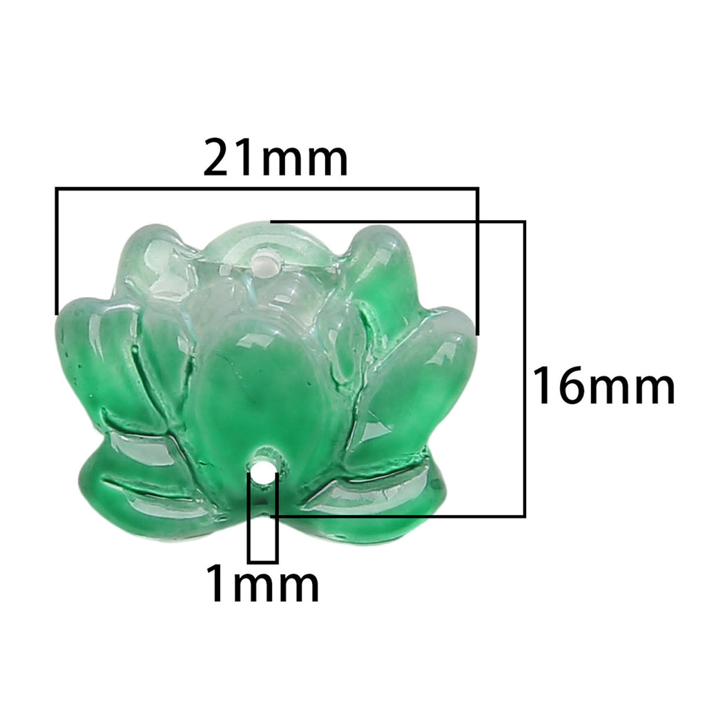 Lotus Transparent Glass Beads 16x21mm Pastel Colors 5pcs 3