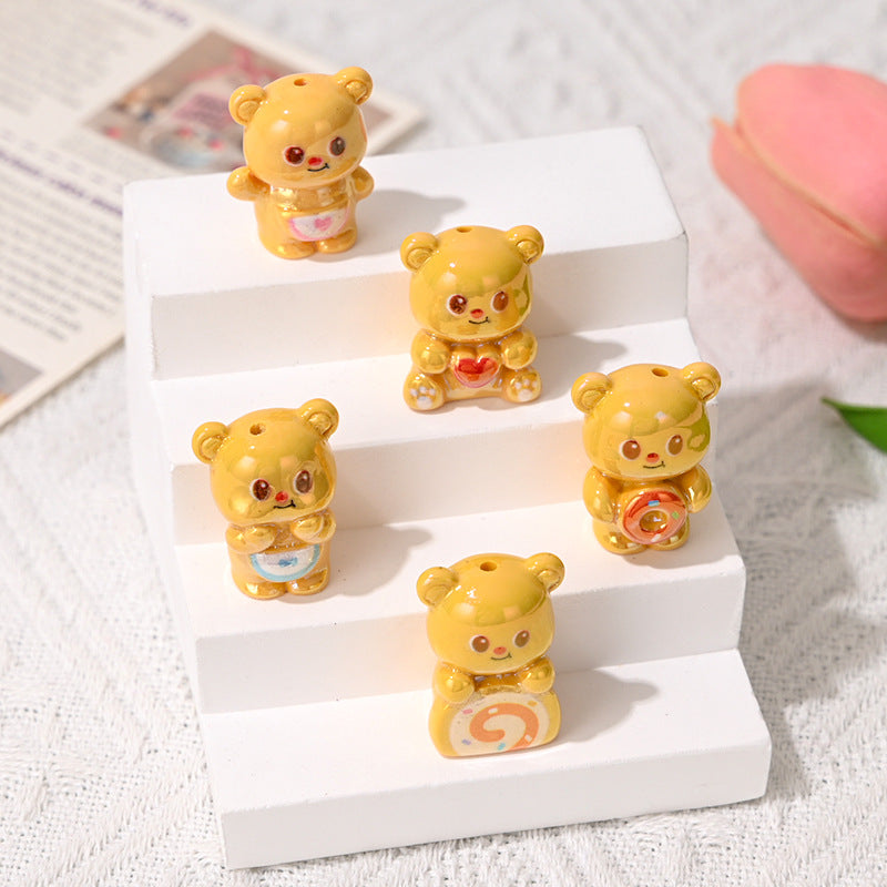 Glossy Resin Beads 29mm 3D Butterbear Adorable Focal 5pcs 3