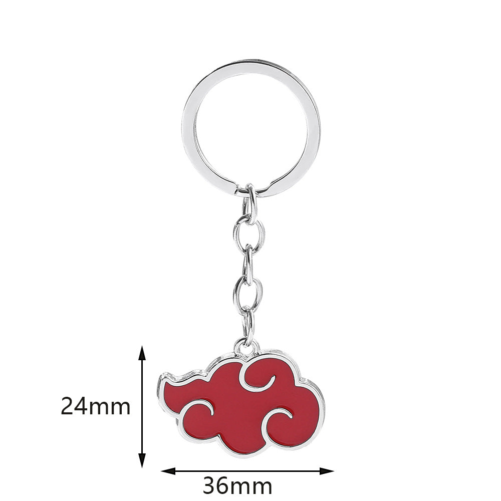 Metal Red Cloud Keychain Zinc Alloy Glossy Silver Outline 5