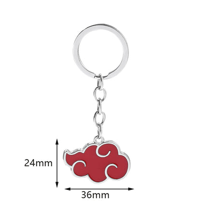 Metal Red Cloud Keychain Zinc Alloy Glossy Silver Outline 5