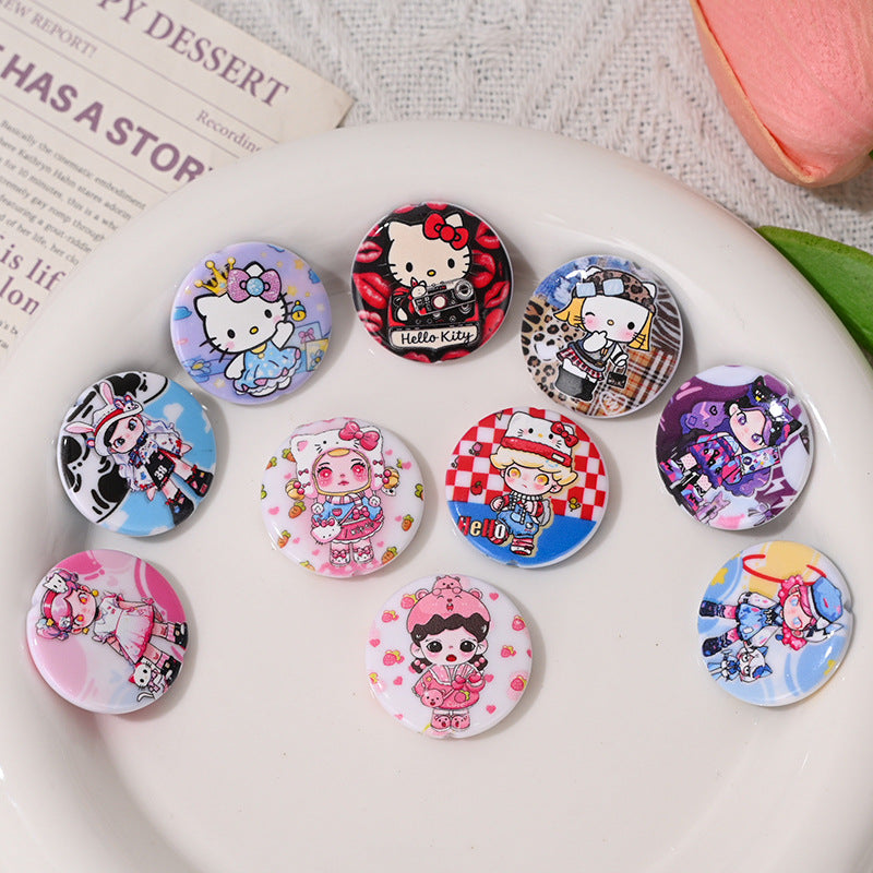 Hello Kitty Molly Print Acrylic Flat Beads 25mm 10pcs 3