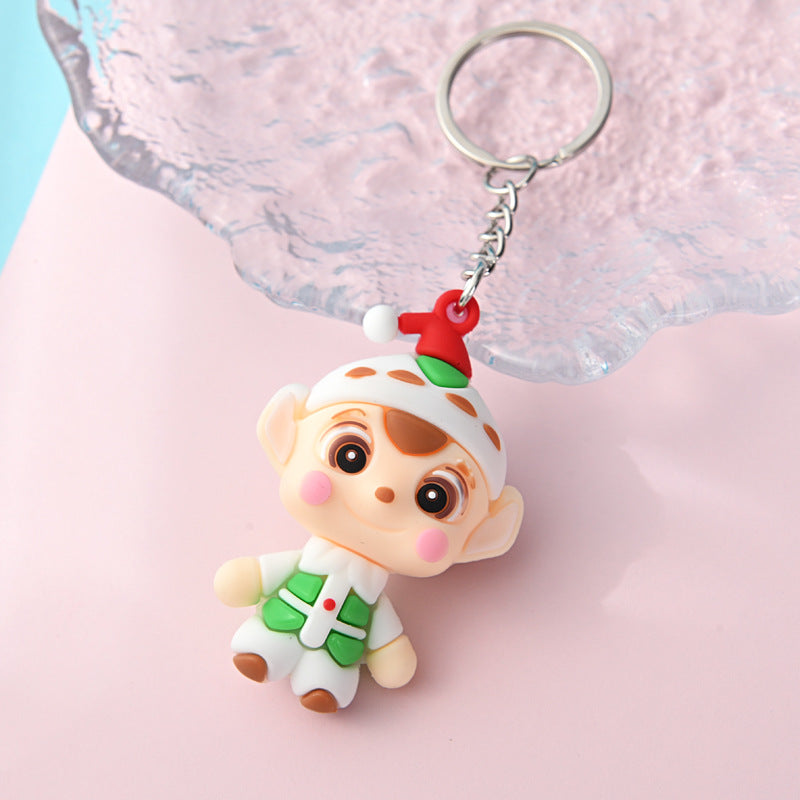 PVC Christmas Santa Claus Snowman Keychain Festive Holiday Charm 13