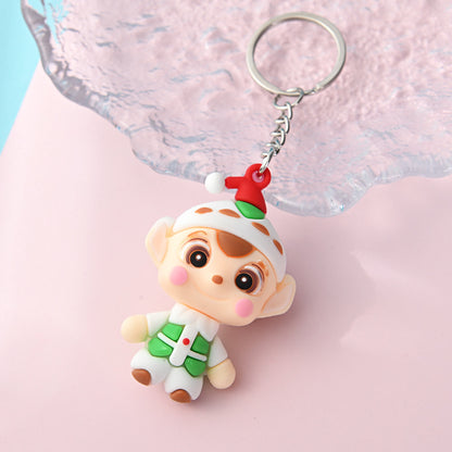 PVC Christmas Santa Claus Snowman Keychain Festive Holiday Charm 13