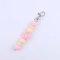 Silicone Beaded Bracelet Daisy Keychain Pastel Floral Design 5