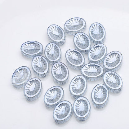 Electroplated Elliptical Flower Glass Beads 10x14mm Kiwi 20pcs 14