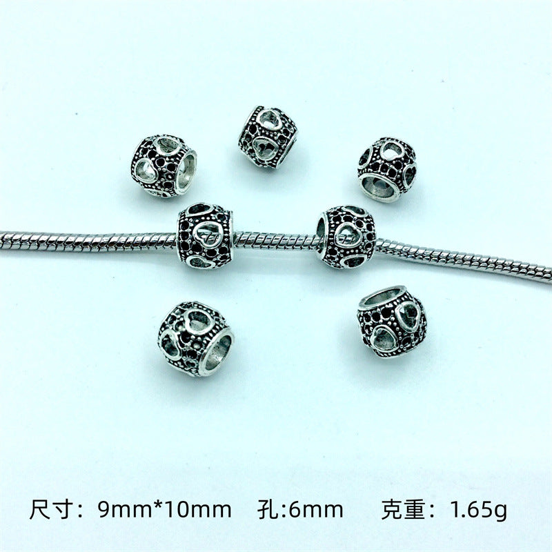 Hollow Spherical Metal Beads Large Hole Intricate Floral Cut-Out 100pcs 13