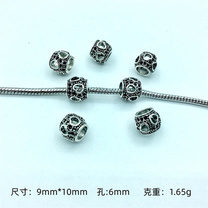 Hollow Spherical Metal Beads Large Hole Intricate Floral Cut-Out 100pcs 13