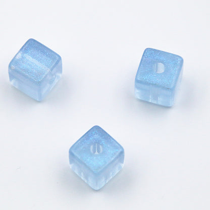 Glitter Square Acrylic Beads 12mm Transparent Pastel 20pcs 7