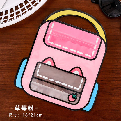 Backpack Shaped Zip Lock Bags Plastic Resealable 21x18cm 10pcs 6
