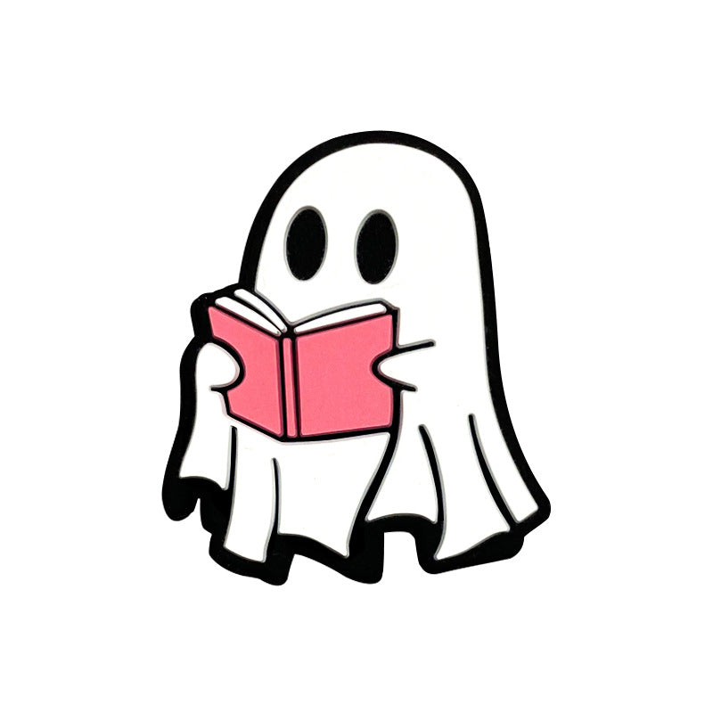 Silicone Focal Beads Halloween White Ghost Reading Book 20pcs 6