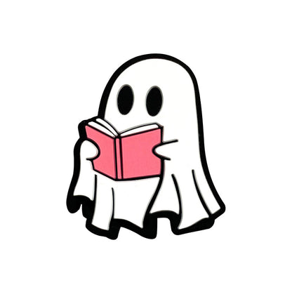 Silicone Focal Beads Halloween White Ghost Reading Book 20pcs 6