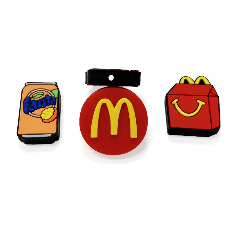 Silicone Focal Beads Fanta Burger Fries Snacks Red Smiling Face 20pcs 5