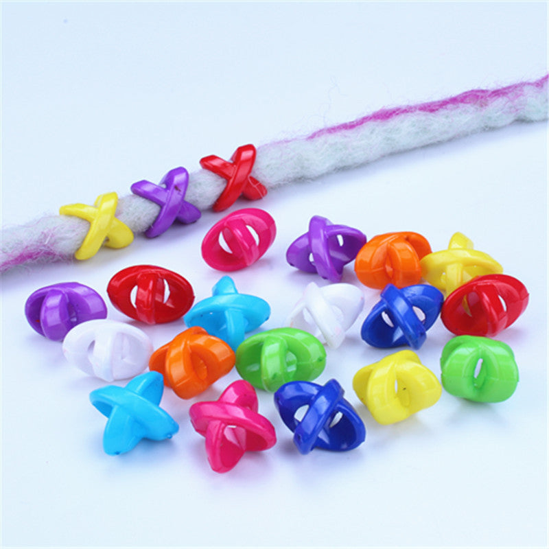 Cross Shaped Plastic Acrylic Beads 13mm Mixed Colors 100pcs