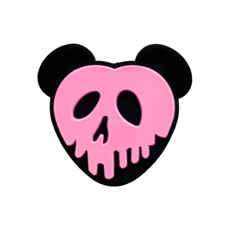 Silicone Focal Beads Poison Apple Skull Faced Hearts Neon 20pcs 3