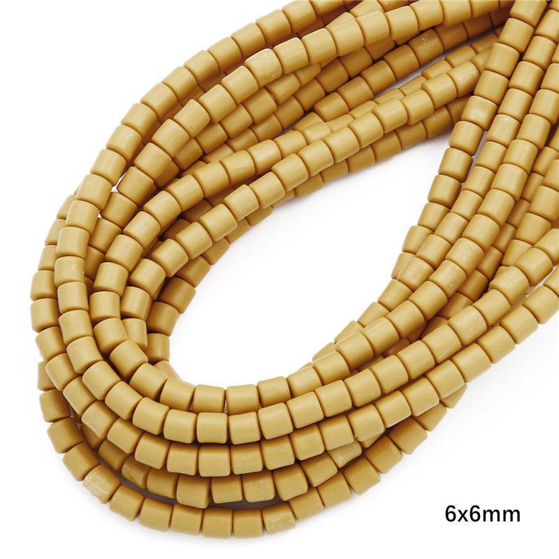 Cylindrical Clay Beads 6mm Colorful Polymer 62pcs 15