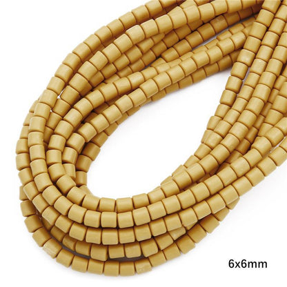 Cylindrical Clay Beads 6mm Colorful Polymer 62pcs 15