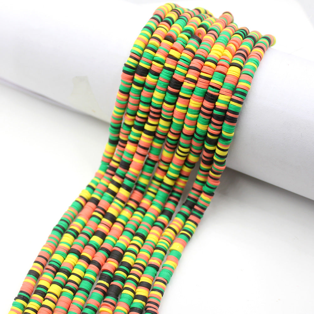 Flat Clay Beads 6mm Colorful Polymer Spacer Disc 10strands 45